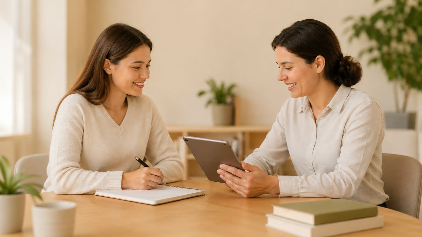 Two people in a tutoring or coaching session