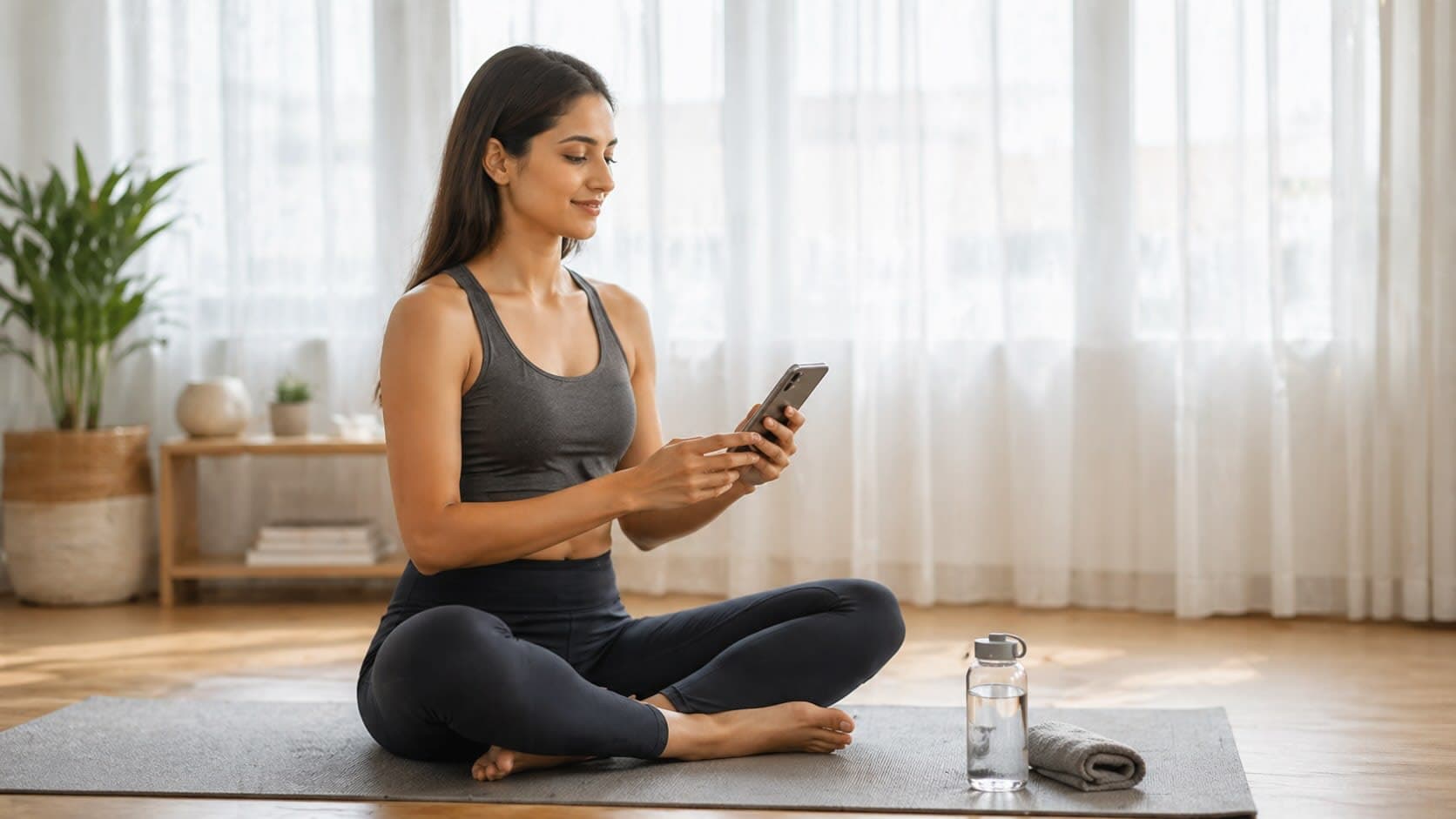 Person preparing for a wellness or fitness session